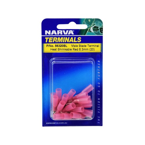 Narva Crimp Terminal Male Blade Red Terminal Entry 6.3 x 0.8mm Heat Shrinkable 2