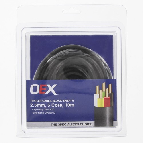 OEX 2.5mm 5 Core Trailer Cable, With Black Sheath - 10m Blister Pack - ACX0820-1