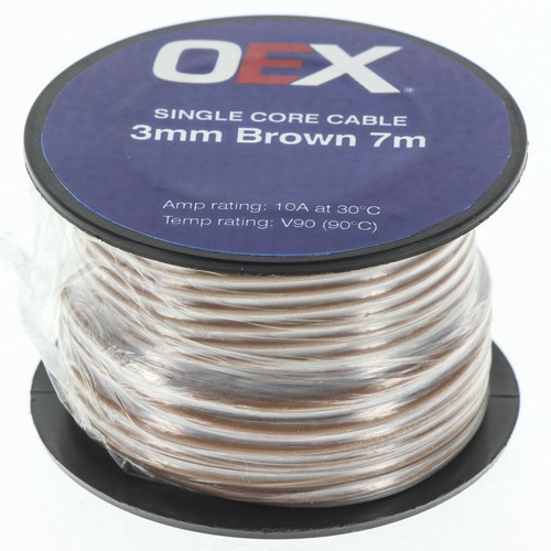 OEX 3mm Single Core Automotive Cable, Brown - 7m Roll - ACX0705-7M Car Wiring