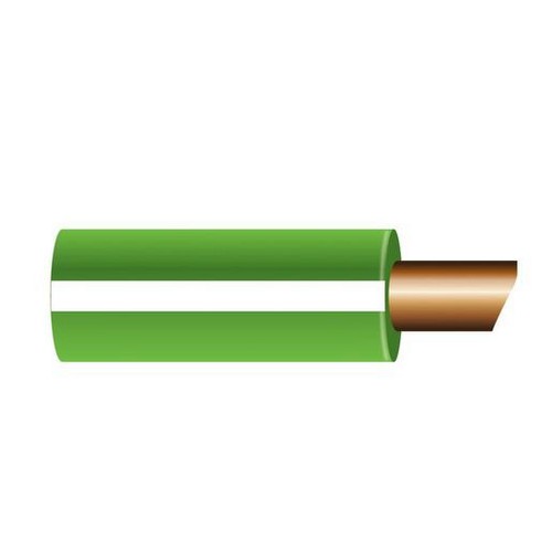 OEX 4mm Single Core Automotive Cable, Green With White Trace - 100m Roll - ACX07