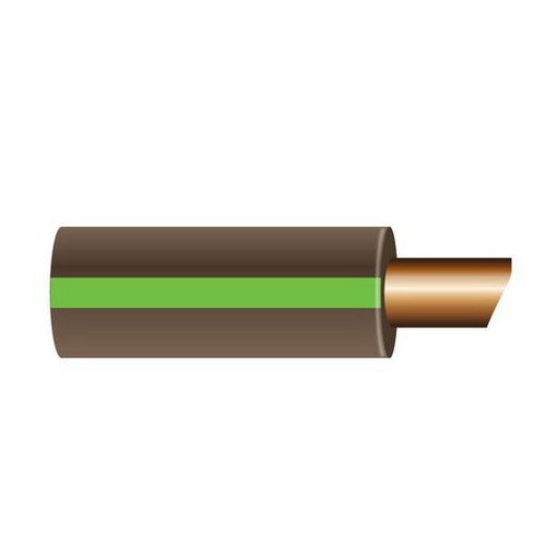 OEX 3mm Single Core Automotive Cable, Brown With Green Trace - 100m Roll - ACX03
