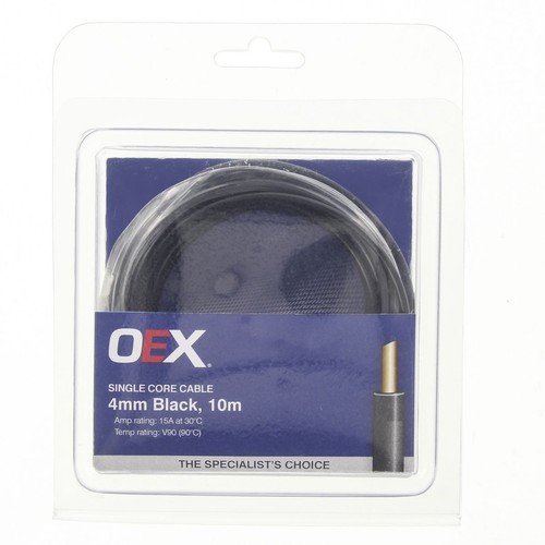 OEX 4mm Single Core Automotive Cable, Black - 10m Blister Pack - ACX0723-10BL