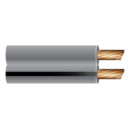 OEX 2mm Twin Core Speaker Cable, Figure 8, Grey With Black Trace - 30m Roll - AC