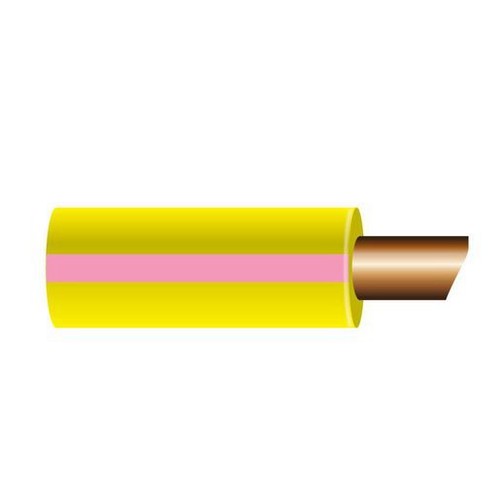 OEX 3mm Single Core Automotive Cable, Yellow With Pink Trace - 100m Roll - ACX03