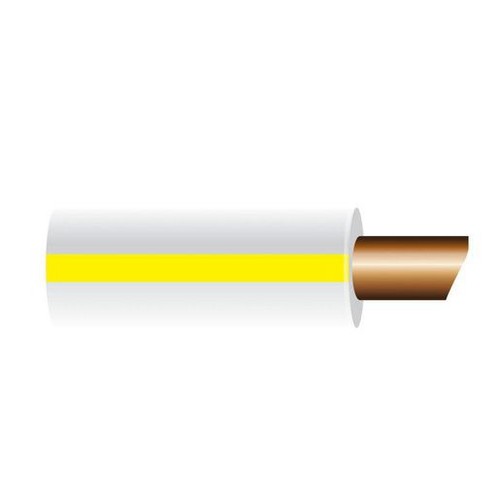 OEX 2mm Single Core Automotive Cable, White With Yellow Trace - 100m Roll - ACX0