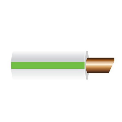 OEX 3mm Single Core Automotive Cable, White With Green Trace - 50m Roll - AS1160