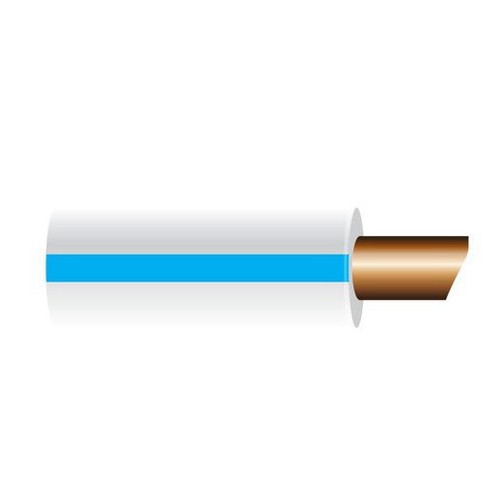OEX 3mm Single Core Automotive Cable, White With Blue Trace - 50m Roll - AS11603