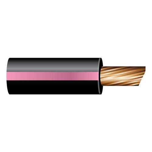 OEX 3mm Single Core Automotive Cable, Black With Pink Trace - 100m Roll - ACX071