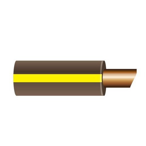 OEX 3mm Single Core Automotive Cable, Brown With Yellow Trace - 100m Roll - ACX0