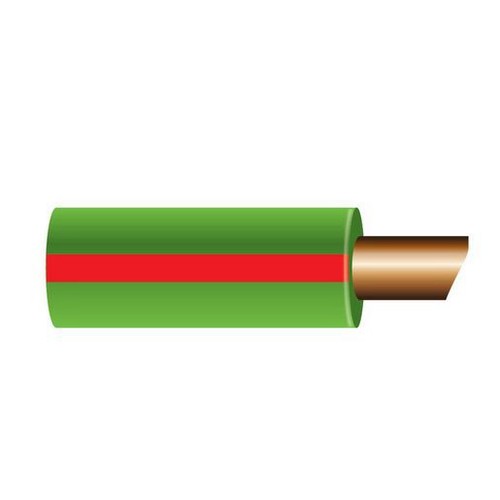 OEX 3mm Single Core Automotive Cable, Green With Red Trace - 100m Roll - ACX0335