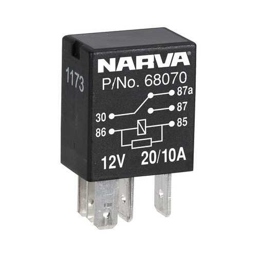 Narva Relay 12V 20/10A Micro 5 Pin Change Over - 68070 Car Wiring Adapter