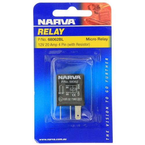 Narva 12v Relay 4 Pin 20A - 68062BL Car Wiring Adapter Auto Part