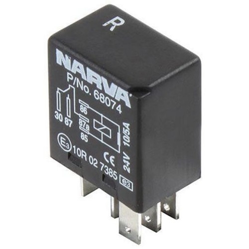 Narva Micro Relay 24V Change Over 10/5A - Resistor Protected - 68074BL Adapter