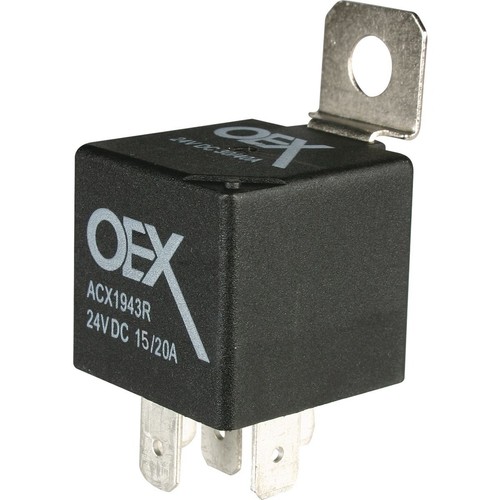 OEX Mini Relay 24V Change Over 15/20A 5 Pin - Resistor Protected, Sealed - ACX19