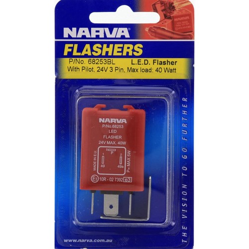 Narva Electronic LED Flasher With Pilot 24V 3 Pin - 68253BL Car Wiring Adapter