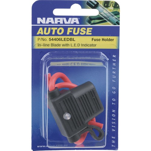 Narva In Line Standard Blade Fuse Holder 1 Way 30A - 54406LEDBL Car Wiring