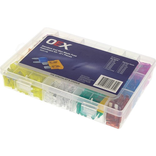 OEX Standard & Mini Blade Fuse Assortment Kit - 371 Pieces - ACX1738 Car Wiring