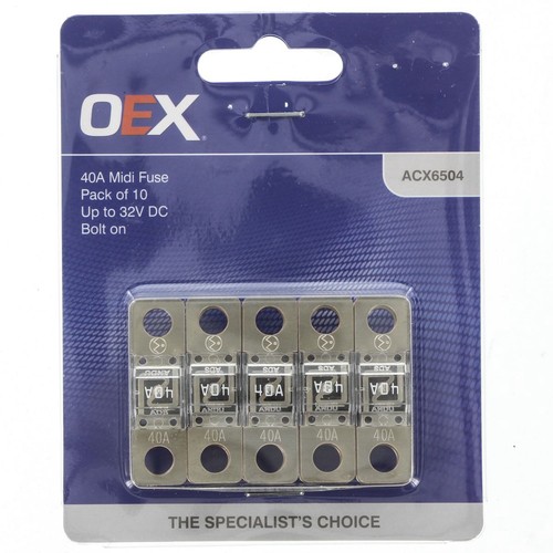 OEX Midi Fuse, 40A Bolt On - Pack of 10 - ACX6504 Car Wiring Adapter