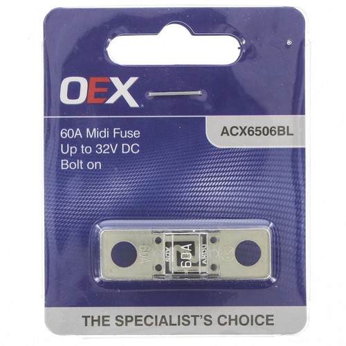OEX Midi Fuse, 60A Bolt On - Single Pack - ACX6506BL Car Wiring Adapter