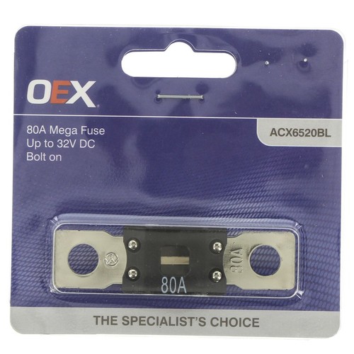 OEX Mega Fuse, 80A Bolt On - Single Pack - ACX6520BL Car Wiring Adapter