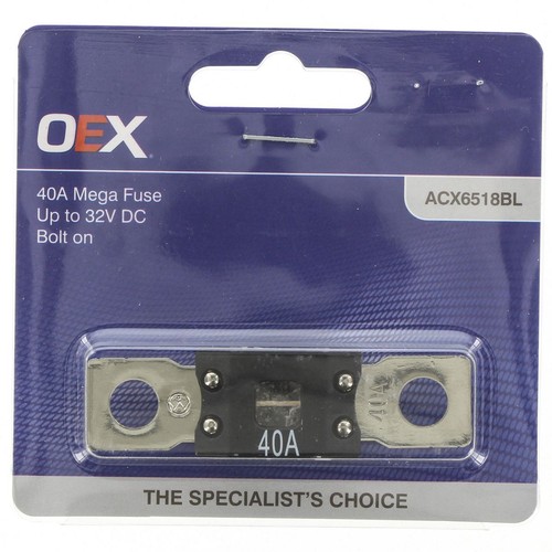 OEX Mega Fuse, 40A Bolt On - Single Pack - ACX6518BL Car Wiring Adapter