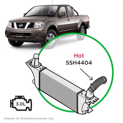 Saas Silicone intercooler Pipe Hot Side Nav D40 V6 - SSH4404 Plumbing