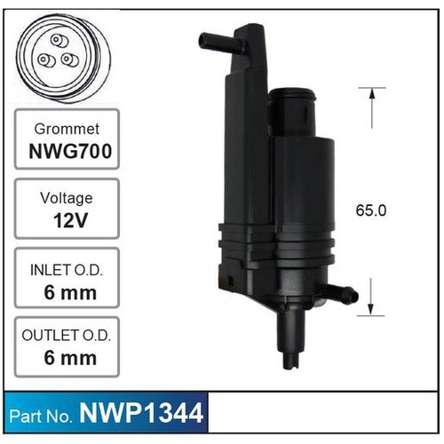 Nice Products Windscreen Washer Pump - NWP1344 Hardware