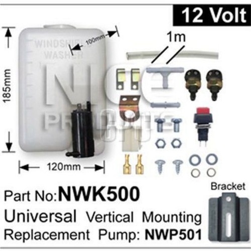 Nice Products Universal Washer Pump & Tank Kit Vertical Mounting 12V - NWK500