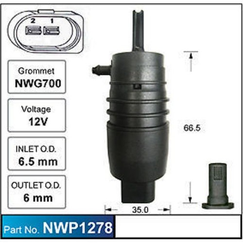 Nice Windscreen Washer Pump - NWP1278 Hardware