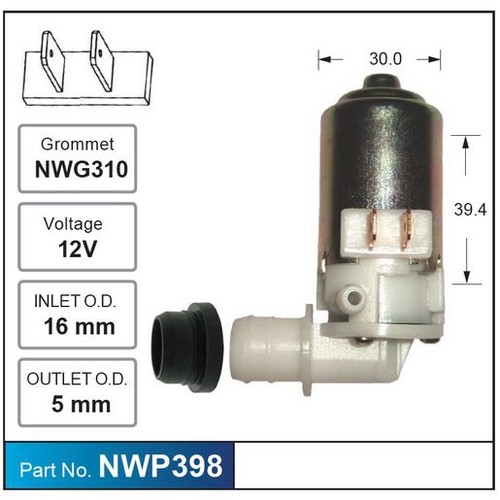 Nice Products Windscreen Washer Pump - NWP398 Hardware
