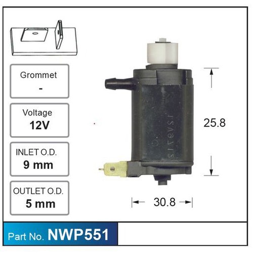 Nice Products Windscreen Washer Pump - NWP551 Hardware
