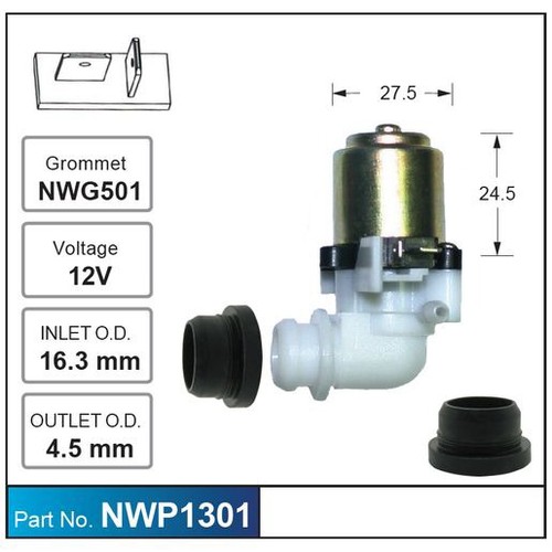 Nice Products Windscreen Washer Pump - NWP1301 Hardware