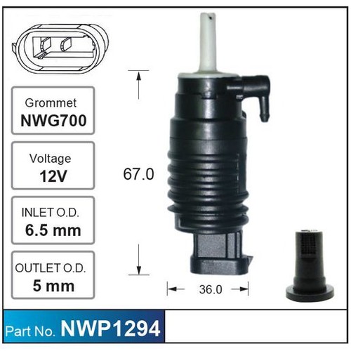 Nice Products Windscreen Washer Pump - NWP1294 Hardware