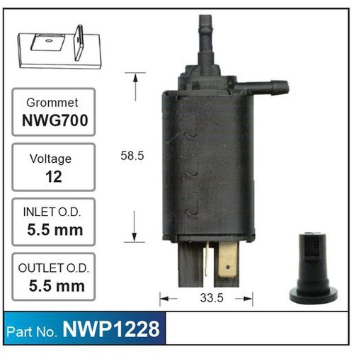 Nice Products Windscreen Washer Pump - NWP1228 Hardware