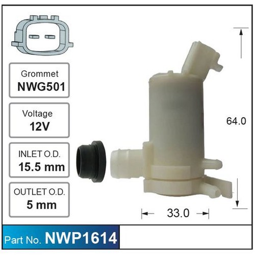 Nice Products Windscreen Washer Pump - NWP1614 Hardware