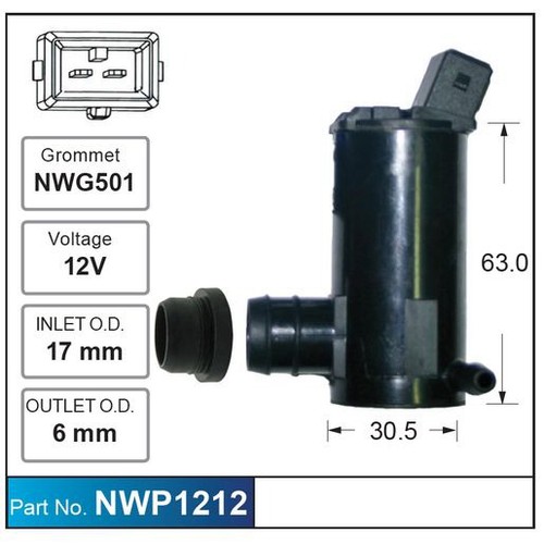Nice Products Windscreen Washer Pump - NWP1212 Hardware