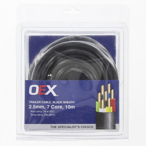 OEX 2.5mm 7 Core Trailer Cable, With Black Sheath - 10m Blister Pack - ACX0821-1