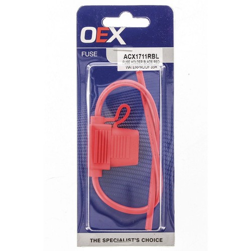 OEX Standard Blade In Line Fuse Holder, Red, 1 Way, 35A - Single Pack - ACX1711R