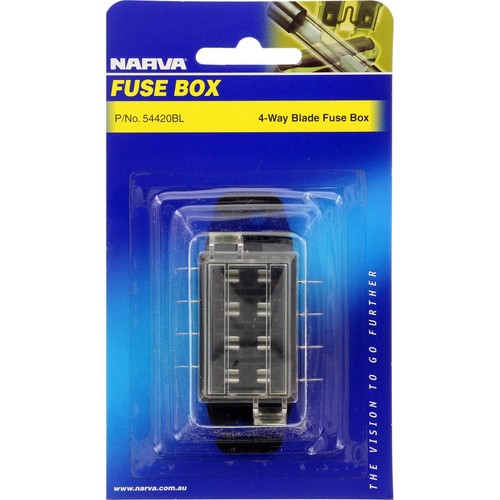 Narva Fuse Box Standard Blade 4 Way 30A 1 Pce - 54420BL Car Wiring Adapter