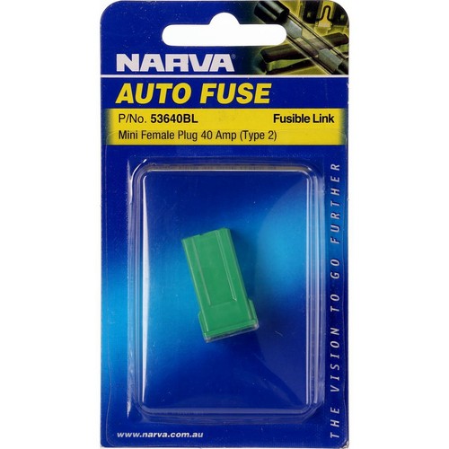 Narva Fusible Link Mini Female Type 2 40A Green 1 Pce - 53640BL Car Wiring