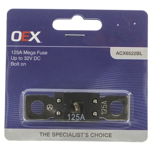 OEX Mega Fuse, 125A Bolt On - Single Pack - ACX6522BL Car Wiring Adapter
