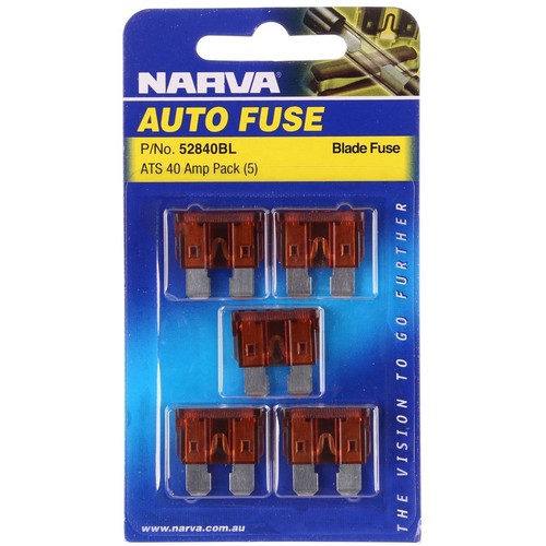 Narva Standard Blade Fuse 40A Orange 5 Pce - 52840BL Car Wiring Adapter