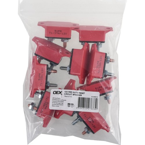 OEX 10A Red Auto Reset Circuit Breaker - Pack of 10 - ACX2000/10 Car Wiring
