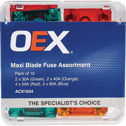 OEX Maxi Blade Fuse Assortment - Pack of 10 - ACX1634 Car Wiring Adapter