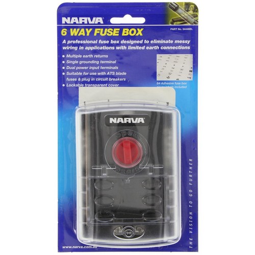 Narva Fuse Box Standard Blade 6 Way 120A 1 Pce - 54446BL Car Wiring Adapter