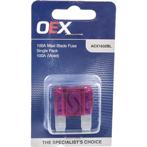 OEX Maxi Blade Fuse, 100A Violet - Single Pack - ACX1632BL Car Wiring Adapter