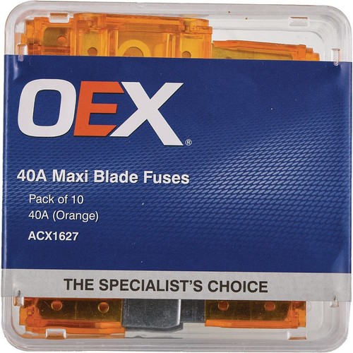 OEX Maxi Blade Fuse, 40A Orange - Pack of 10 - ACX1627 Car Wiring Adapter