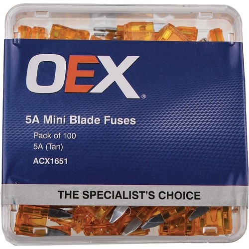 OEX Mini Blade Fuse, 5A Tan - Pack of 100 - ACX1651 Car Wiring Adapter