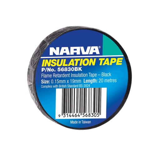 Narva Black Flame-Retardant PVC Insulation Tape 19mm x 20m - 56830BK Auto Part