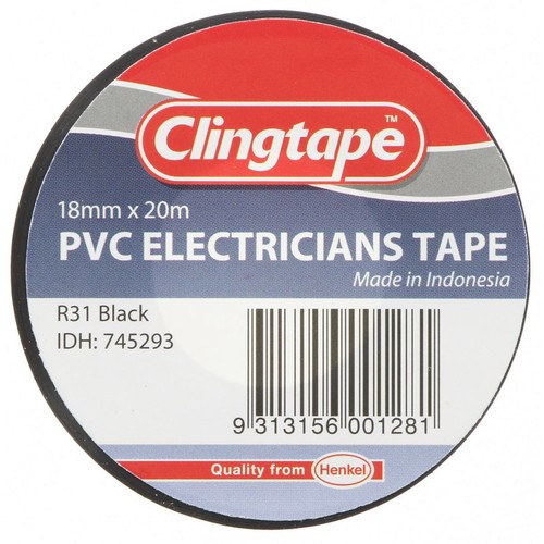Cling Black Pvc Tape 18mmx20M - 745293 Plumbing